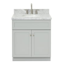Ariel Hamlet 31 In. Oval Sink Vanity With 1.5 In. Carrara White Countertop In Grey