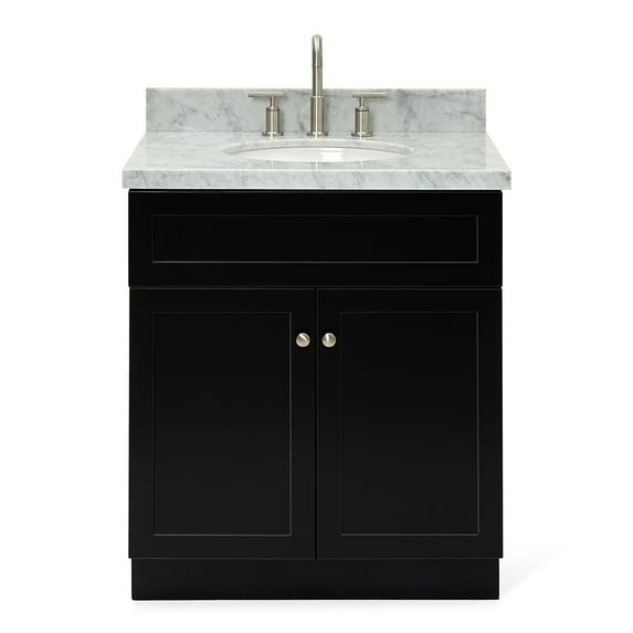 Ariel Hamlet 31 In. Oval Sink Vanity With 1.5 In. Carrara White Countertop In Black