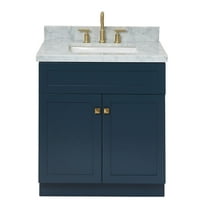 Ariel Hamlet 31 In. Rectangle Sink Vanity With 1.5 In. Carrara White Countertop In Midnight Blue
