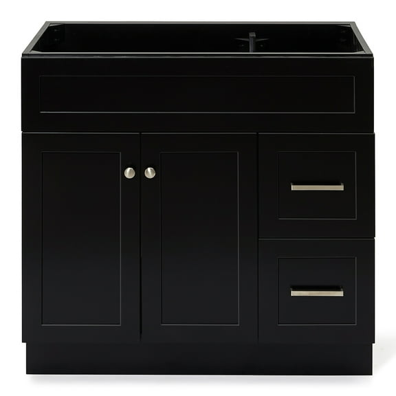 Ariel Hamlet 36 In. Left Offset Single Sink Base Cabinet In Black
