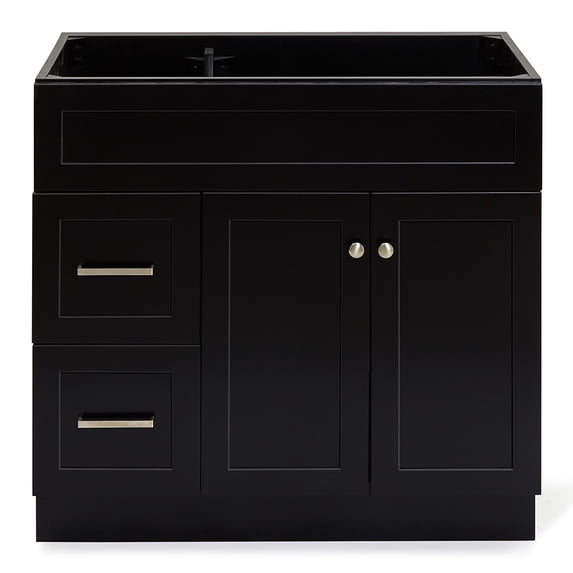 Ariel Hamlet 36 In. Right Offset Single Sink Base Cabinet In Black