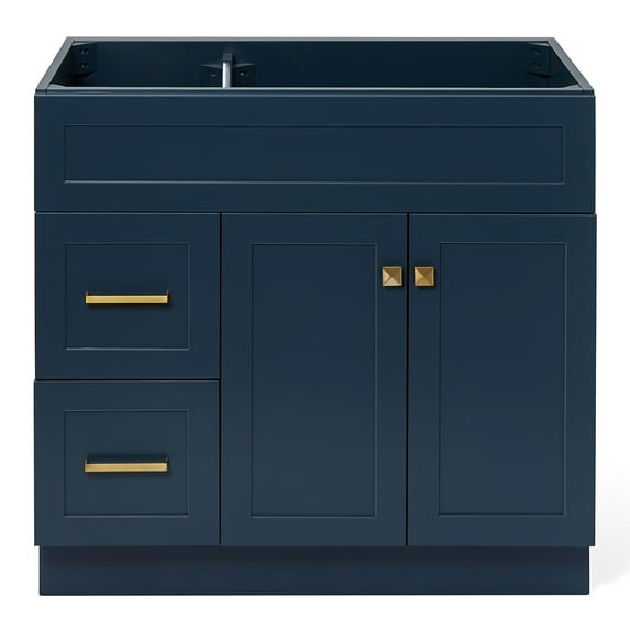 Ariel Hamlet 36 In. Right Offset Single Sink Base Cabinet In Midnight Blue