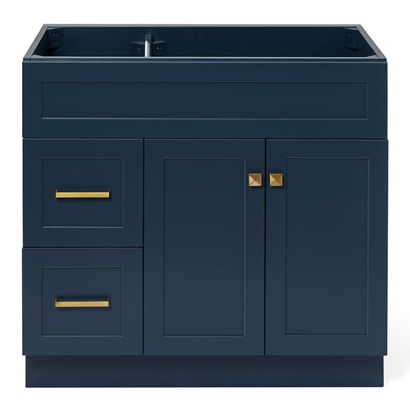 Ariel Hamlet 36 In. Right Offset Single Sink Base Cabinet In Midnight Blue