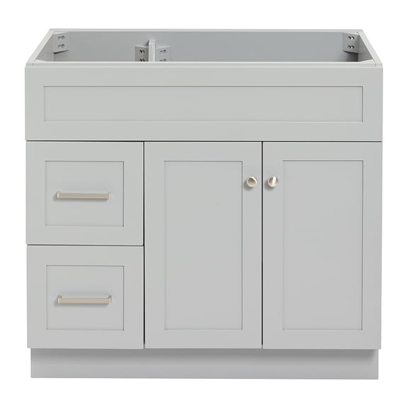 Ariel Hamlet 36 In. Right Offset Single Sink Base Cabinet In Grey