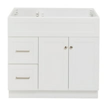 Ariel Hamlet 36 In. Right Offset Single Sink Base Cabinet In White