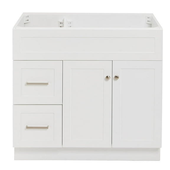 Ariel Hamlet 36 In. Right Offset Single Sink Base Cabinet In White