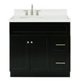 thumbnail image 1 of Ariel Hamlet 36 In. Left Offset Oval Sink Bathroom Vanity With Carrara White Quartz Countertop 1.5 Edge In Black, 1 of 11