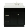 thumbnail image 1 of Ariel Hamlet 36 In. Right Offset Oval Sink Bathroom Vanity With Carrara White Quartz Countertop 1.5 Edge In Black, 1 of 11