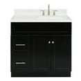 thumbnail image 1 of ARIEL Hamlet 36" Black Bathroom Vanity, 1.5" Edge Carrara Quartz Countertop & Splash, Right Rectangular Sink, 2 Soft-Closing Doors, 2 Full Extension Drawers, Built in Toe Kick, Brushed Nickel, 1 of 9