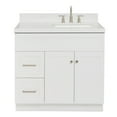 thumbnail image 1 of ARIEL Hamlet 36" White Bathroom Vanity, 1.5" Edge Carrara Quartz Countertop & Splash, Right Rectangular Sink, 2 Soft-Closing Doors, 2 Full Extension Drawers, Built in Toe Kick, Brushed Nickel, 1 of 9