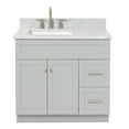thumbnail image 1 of Ariel Hamlet 37 In. Left Offset Rectangle Sink Vanity With 0.75 In. Carrara White Countertop In Grey, 1 of 11