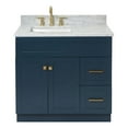 thumbnail image 1 of Ariel Hamlet 37 In. Left Offset Rectangle Sink Vanity With 0.75 In. Carrara White Countertop In Midnight Blue, 1 of 11