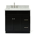 thumbnail image 1 of Ariel Hamlet 37 In. Left Offset Rectangle Sink Vanity With 0.75 In. Carrara White Countertop In Black, 1 of 11