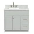 thumbnail image 1 of Ariel Hamlet 37 In. Left Offset Rectangle Sink Vanity With 1.5 In. Carrara White Countertop In Grey, 1 of 11