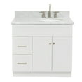 thumbnail image 1 of Ariel Hamlet 37 In. Right Offset Oval Sink Vanity With 0.75 In. Carrara White Countertop In White, 1 of 11