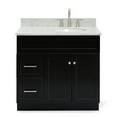 thumbnail image 1 of Ariel Hamlet 37 In. Right Offset Oval Sink Vanity With 0.75 In. Carrara White Countertop In Black, 1 of 11