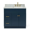 thumbnail image 1 of Ariel Hamlet 37 In. Right Offset Rectangle Sink Vanity With 0.75 In. Carrara White Countertop In Midnight Blue, 1 of 11