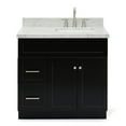 thumbnail image 1 of Ariel Hamlet 37 In. Right Offset Rectangle Sink Vanity With 1.5 In. Carrara White Countertop In Black, 1 of 11