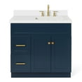 thumbnail image 1 of Ariel Hamlet 37 In. Right Offset Rectangle Sink Vanity With White Quartz Countertop In Midnight Blue, 1 of 11