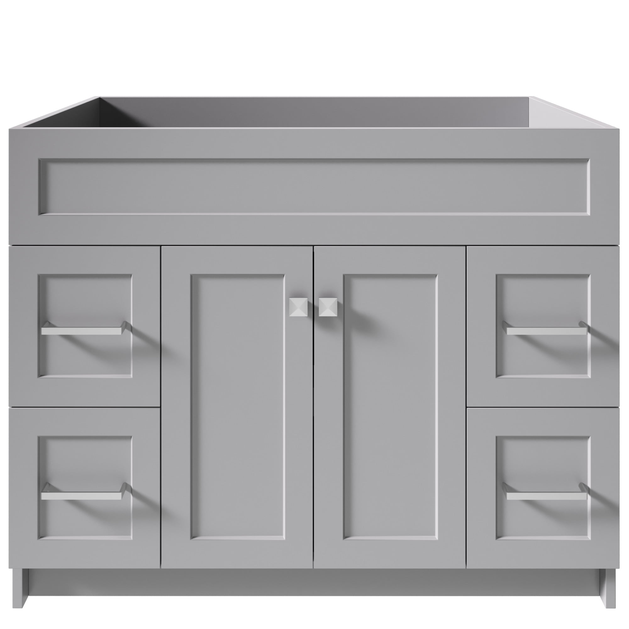 Hamlet 42-Inch Grey Freestanding Bathroom Vanity Cabinet with Brushed Nickel Hardware
