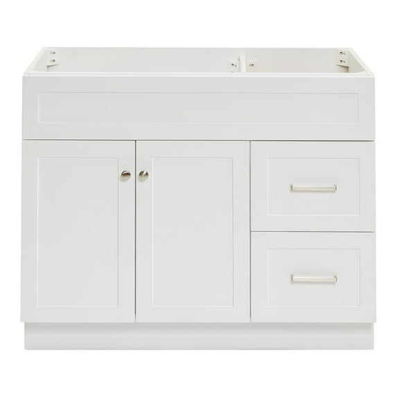 Ariel Hamlet 42 In. Left Offset Single Sink Base Cabinet In White