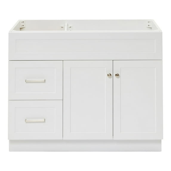 Ariel Hamlet 42 In. Right Offset Single Sink Base Cabinet In White