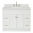 thumbnail image 1 of Ariel Hamlet 42 In. Oval Sink Bathroom Vanity With Carrara White Quartz Countertop 1.5 Edge In White, 1 of 11