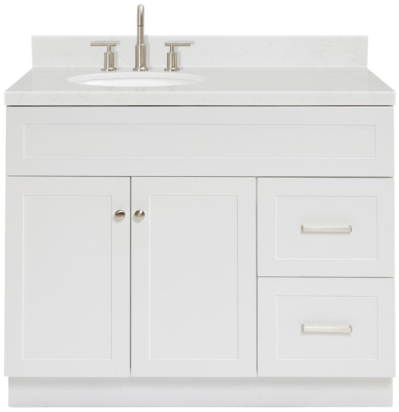 Hamlet 42" White Quartz Single Basin Freestanding Vanity Set