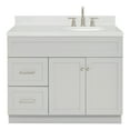 thumbnail image 1 of Ariel Hamlet 42 In. Right Offset Oval Sink Bathroom Vanity With Carrara White Quartz Countertop 1.5 Edge In Grey, 1 of 11