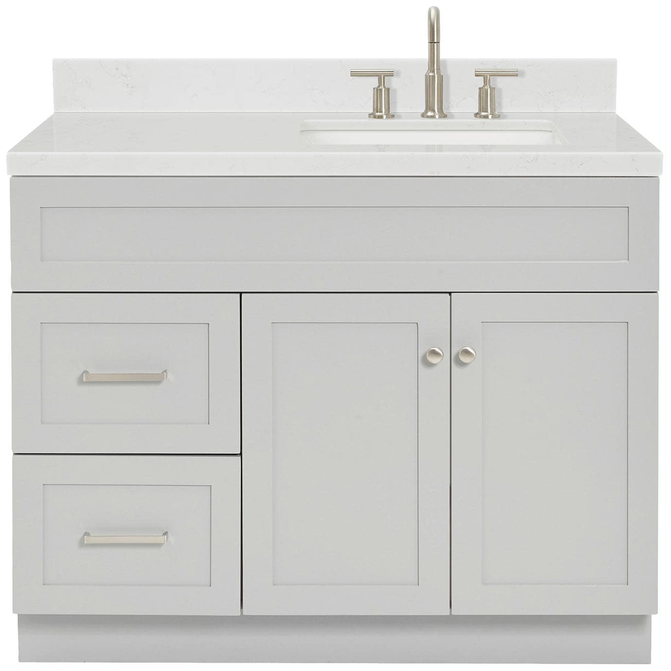 Hamlet 42" Gray Wood Freestanding Single Basin Vanity with Quartz Top