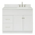 thumbnail image 1 of Ariel Hamlet 42 In. Right Offset Rectangle Sink Bathroom Vanity With Carrara White Quartz Countertop 1.5 Edge In White, 1 of 11