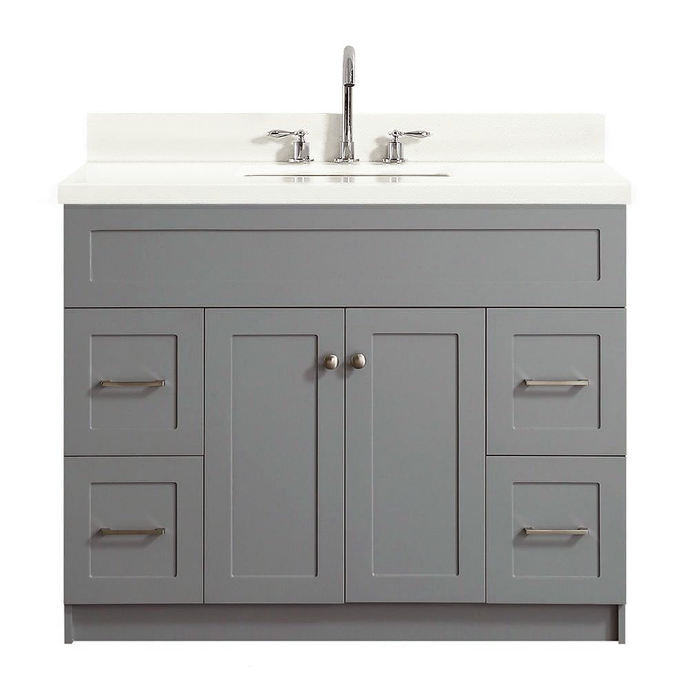 Hamlet 43" Gray Freestanding Single Vanity with White Quartz Top
