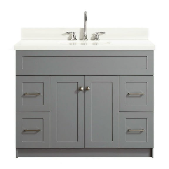 ARIEL Hamlet 43 in. Bath Vanity in Grey with Quartz Vanity Top in White with White Basin