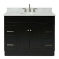 thumbnail image 1 of Ariel Hamlet 43 In. Oval Sink Vanity With 0.75 In. Carrara White Countertop In Black, 1 of 11