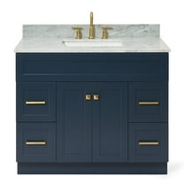 Ariel Hamlet 43 In. Rectangle Sink Vanity With 0.75 In. Carrara White Countertop In Midnight Blue