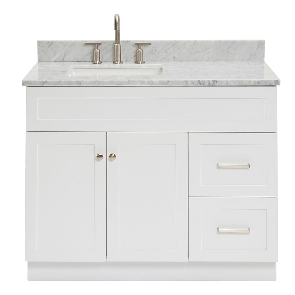 White Carrara Marble Top Single Basin Vanity Set
