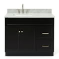 thumbnail image 1 of Ariel Hamlet 43 In. Left Offset Rectangle Sink Vanity With 0.75 In. Carrara White Countertop In Black, 1 of 11