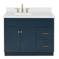 thumbnail image 1 of ARIEL Hamlet 43 Inch Single Sink Bathroom Vanity in Midnight Blue, 1.5" Edge Quartz Top, Solid Wood, Left Rectangular Sink, 2 Soft-Closing Doors & 2 Full Extension Drawers, Toe Kick, 1 of 9