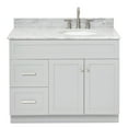 thumbnail image 1 of Ariel Hamlet 43 In. Right Offset Oval Sink Vanity With 0.75 In. Carrara White Countertop In Grey, 1 of 11