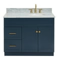 thumbnail image 1 of Ariel Hamlet 43 In. Right Offset Oval Sink Vanity With 0.75 In. Carrara White Countertop In Midnight Blue, 1 of 11