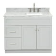 thumbnail image 1 of Ariel Hamlet 43 In. Right Offset Rectangle Sink Vanity With 0.75 In. Carrara White Countertop In Grey, 1 of 11