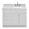 thumbnail image 1 of Ariel Hamlet 43 In. Right Offset Rectangle Sink Vanity With 1.5 In. Carrara White Countertop In Grey, 1 of 11