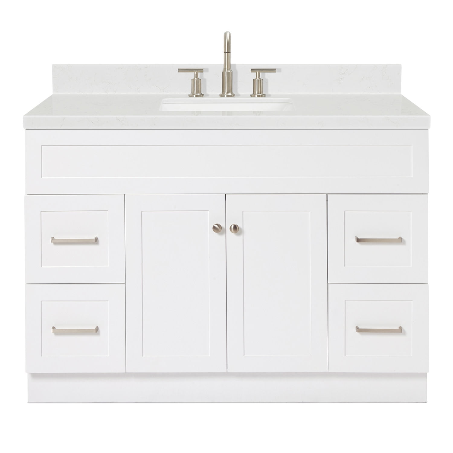 Hamlet 48" White Freestanding Single Basin Vanity with Quartz Top