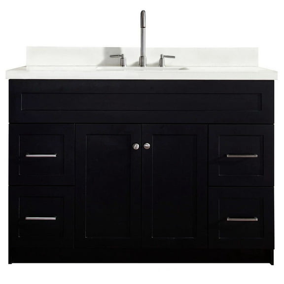 ARIEL Hamlet 49 in. Bath Vanity in Black with Quartz Vanity Top in White with White Basin