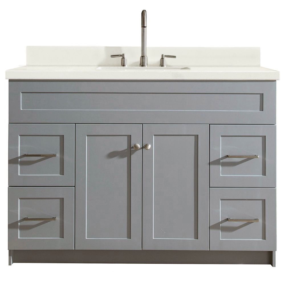 ARIEL Hamlet 49 in. Bath Vanity in Grey with Quartz Vanity Top in White with White Basin