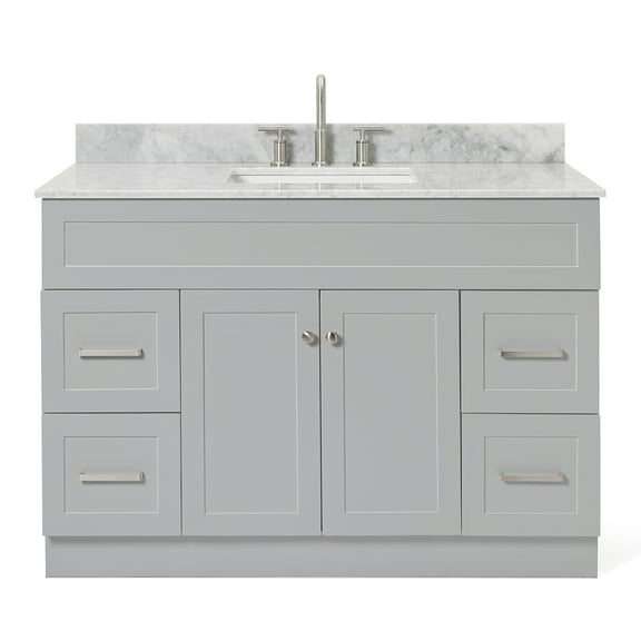 Ariel Hamlet 49 In. Rectangle Sink Vanity With 0.75 In. Carrara White Countertop In Grey