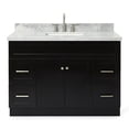 thumbnail image 1 of Ariel Hamlet 49 In. Rectangle Sink Vanity With Carrara White Countertop In Black, 1 of 10