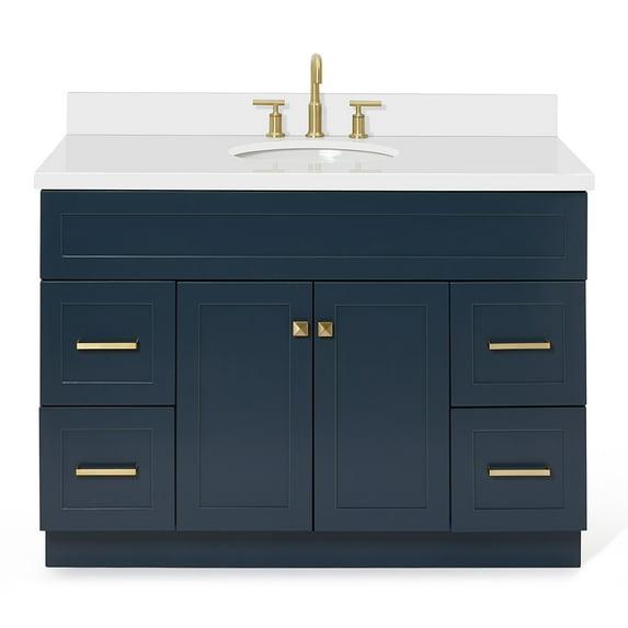 Ariel Hamlet 49 In. Oval Sink Vanity With White Quartz Countertop In Midnight Blue