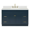 thumbnail image 1 of Ariel Hamlet 54 In. Rectangle Sink Bathroom Vanity With Carrara White Quartz Countertop 1.5 Edge In Midnight Blue, 1 of 11