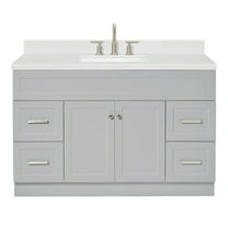Ariel Hamlet 54 In. Rectangle Sink Bathroom Vanity With Carrara White Quartz Countertop 1.5 Edge In Grey